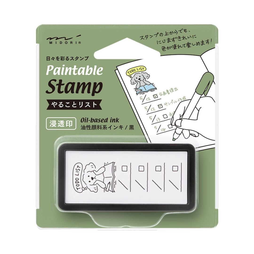 Midori Paintable Stamp Pre - Inked Half Size - To Do List - Under the Rowan Trees
