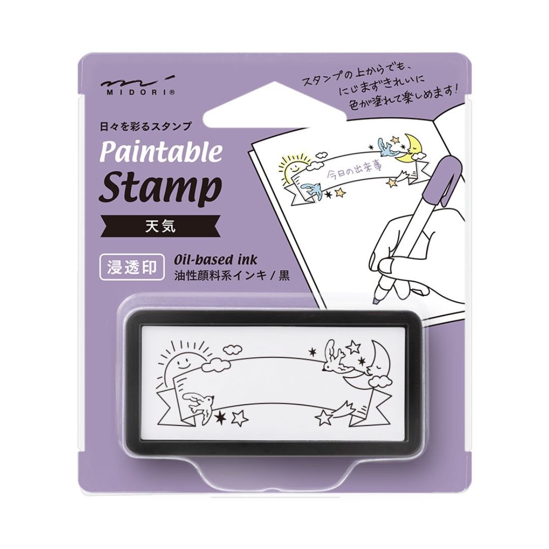 Midori Paintable Stamp Pre - Inked Half Size - Weather - Under the Rowan Trees