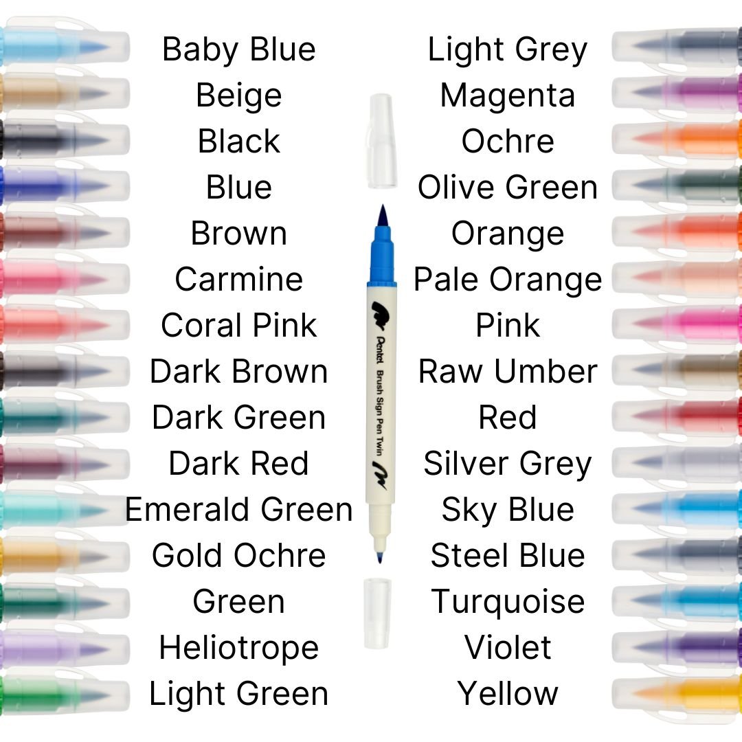 Pentel Brush Sign Pen Twin Tip - Carmine - Under the Rowan Trees