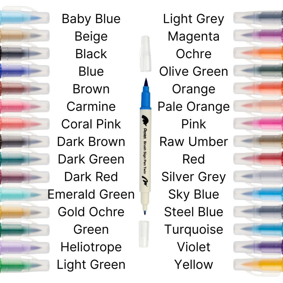 Pentel Brush Sign Pen Twin Tip - Carmine - Under the Rowan Trees