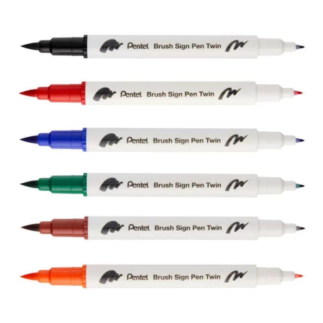 Pentel Brush Sign Pen Twin Tip - Black - Under the Rowan Trees
