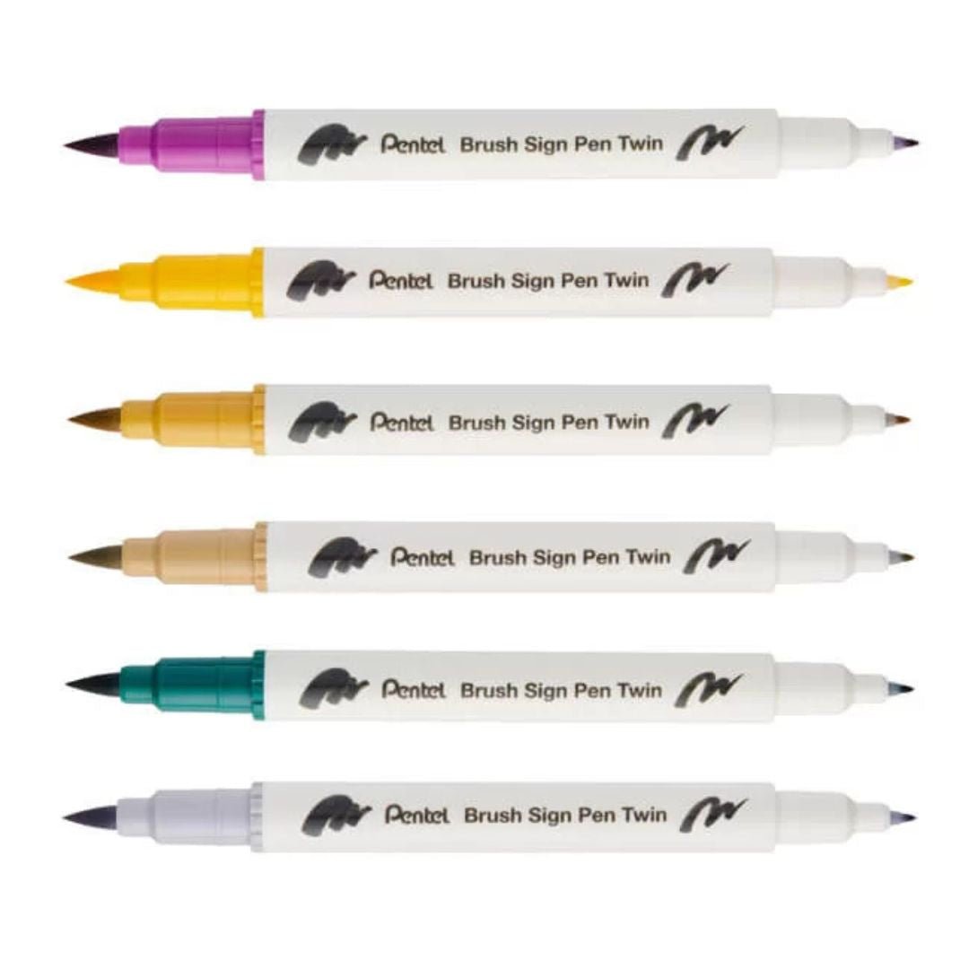 Pentel Brush Sign Pen Twin Tip - Beige - Under the Rowan Trees