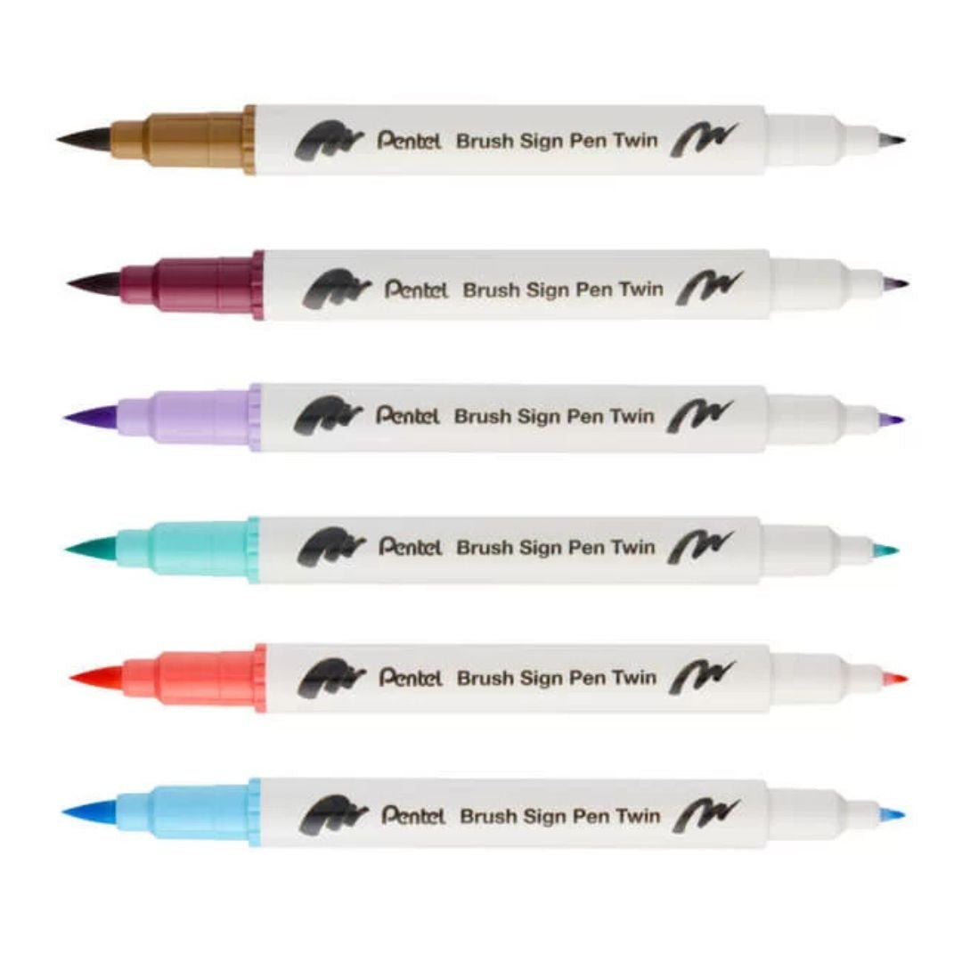 Pentel Brush Sign Pen Twin Tip - Baby Blue - Under the Rowan Trees