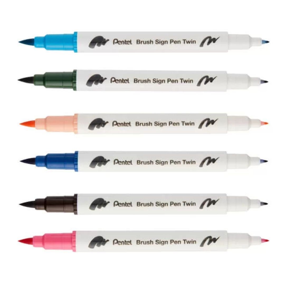 Pentel Brush Sign Pen Twin Tip - Carmine - Under the Rowan Trees