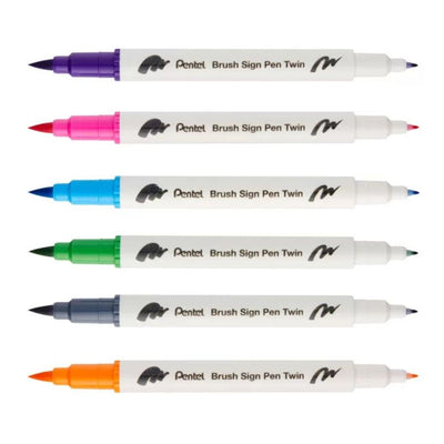 Pentel Brush Sign Pen Twin Tip - Light Green - Under the Rowan Trees