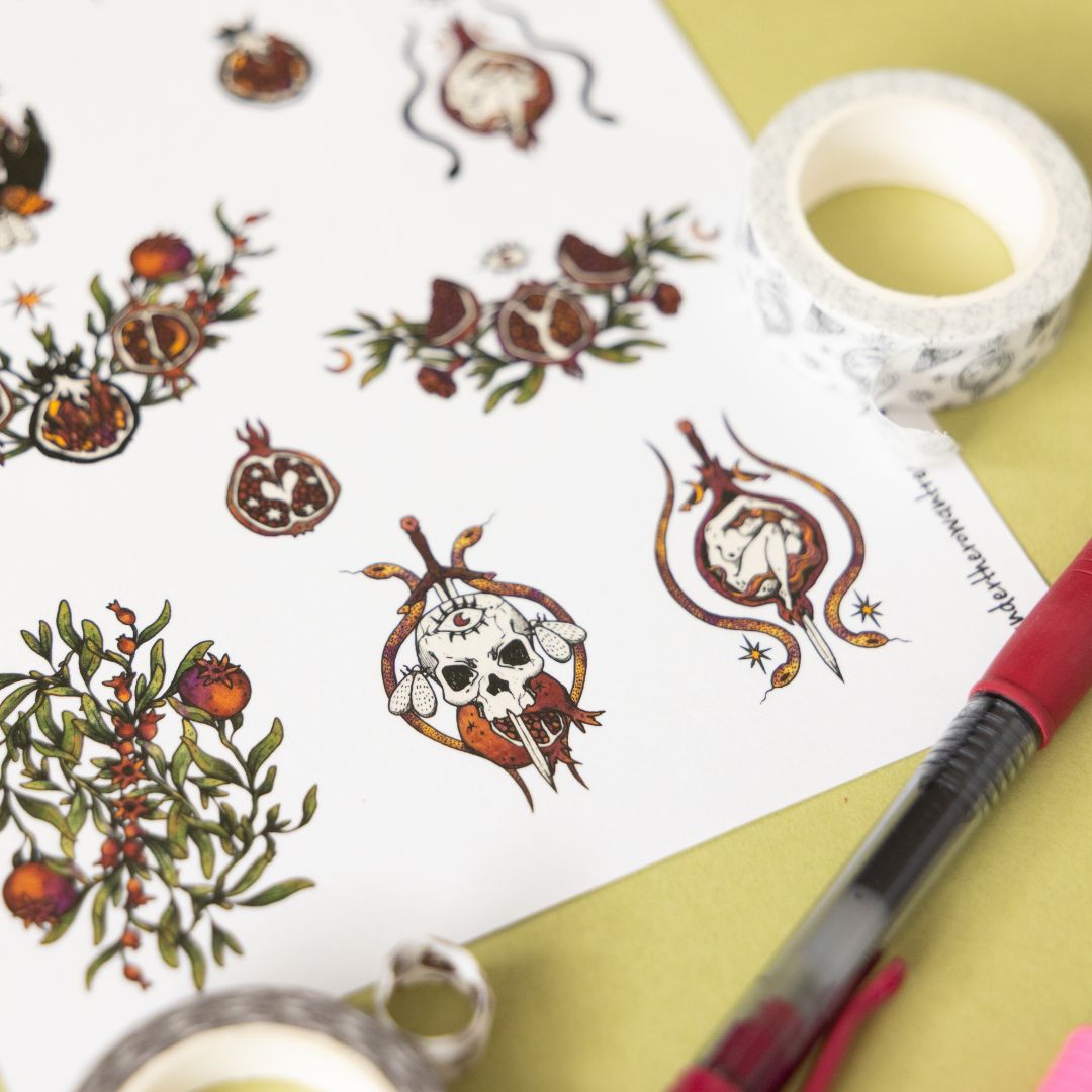Pomegranate Sticker Sheets - Colour - Under the Rowan Trees