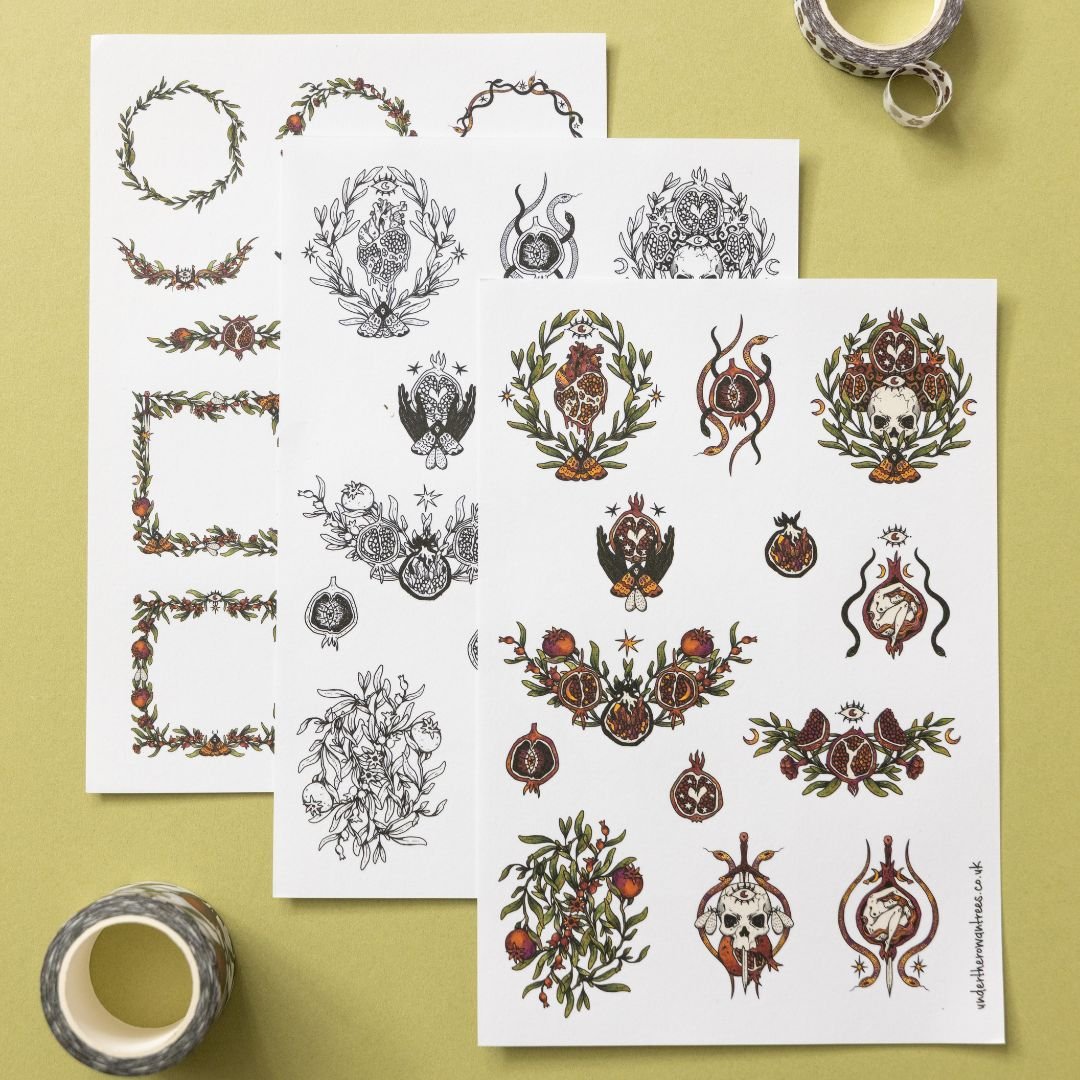 Pomegranate Sticker Sheets - Frames - Under the Rowan Trees