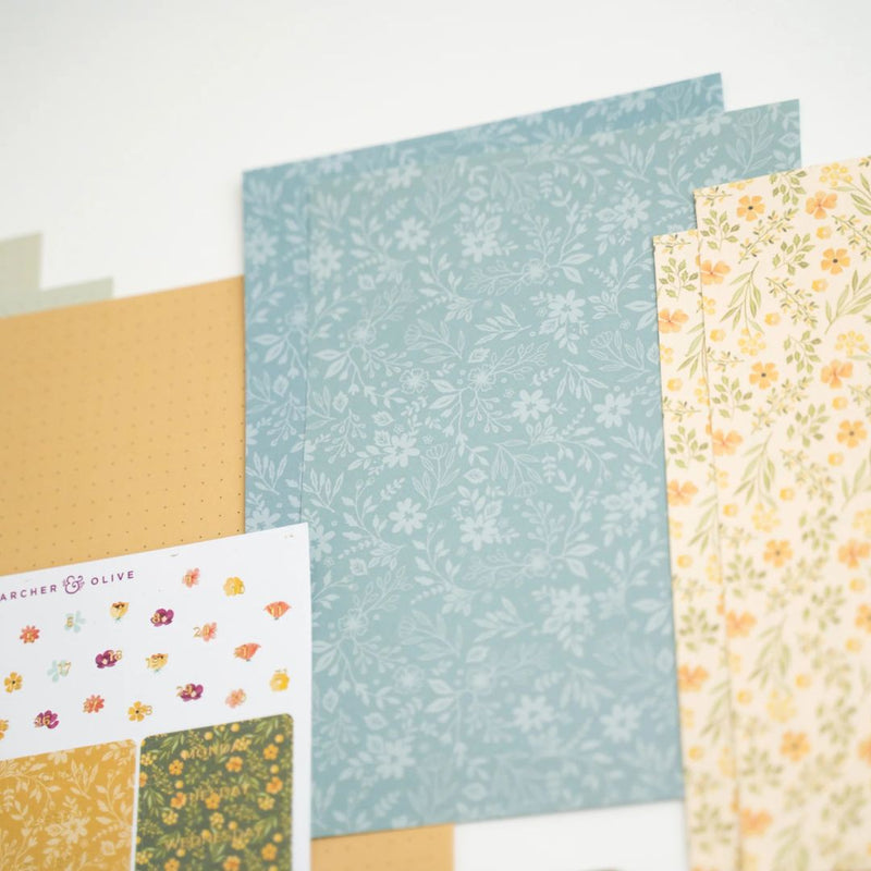 Signature Floral Themed Jouranling Kit Collage Papers - Archer and Olive