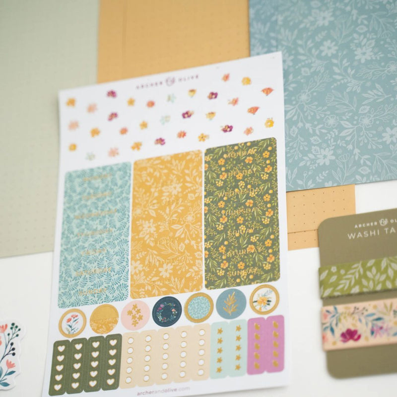 Signature Floral Themed Jouranling Kit Decorative Stickers - Archer and Olive