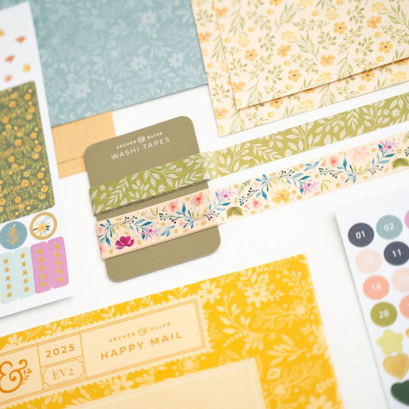 Signature Floral Themed Jouranling Kit Washi Tape Samples - ArcherandOlive