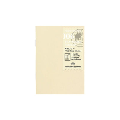 TRAVELER'S notebook Passport Size Refill 006 Free Diary Monthly - TRAVELER'S COMPANY