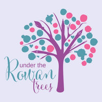Under the Rowan Trees square logo with light purple background. 