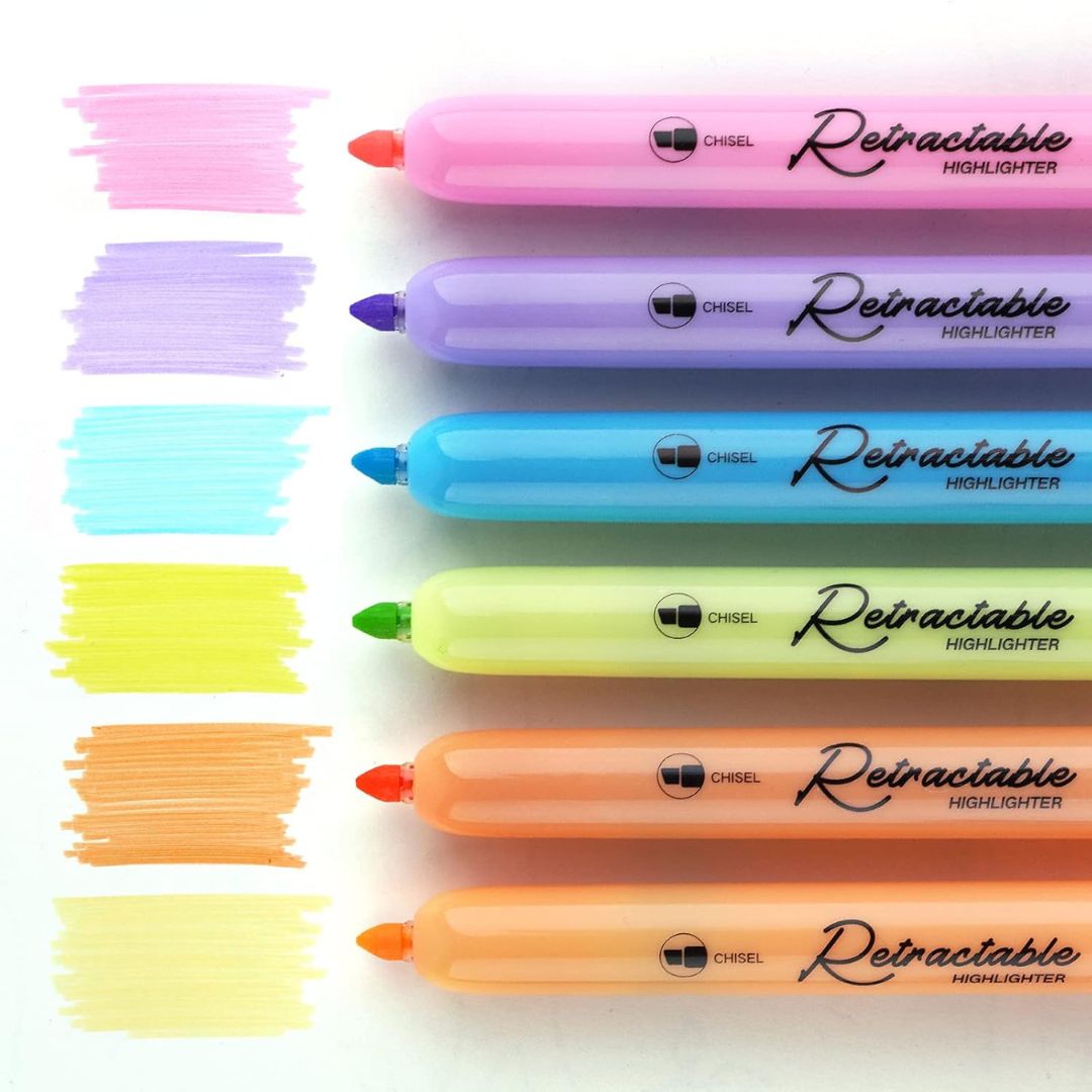 Retractable Highlighter Set of 6 Pastel - Under the Rowan Trees