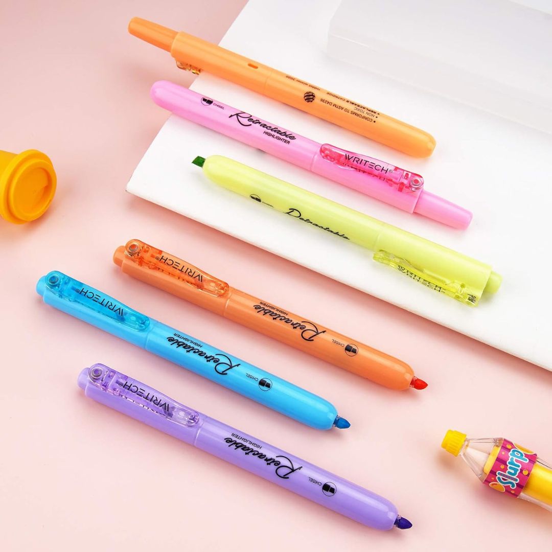 Retractable Highlighter Set of 6 Pastel - Under the Rowan Trees