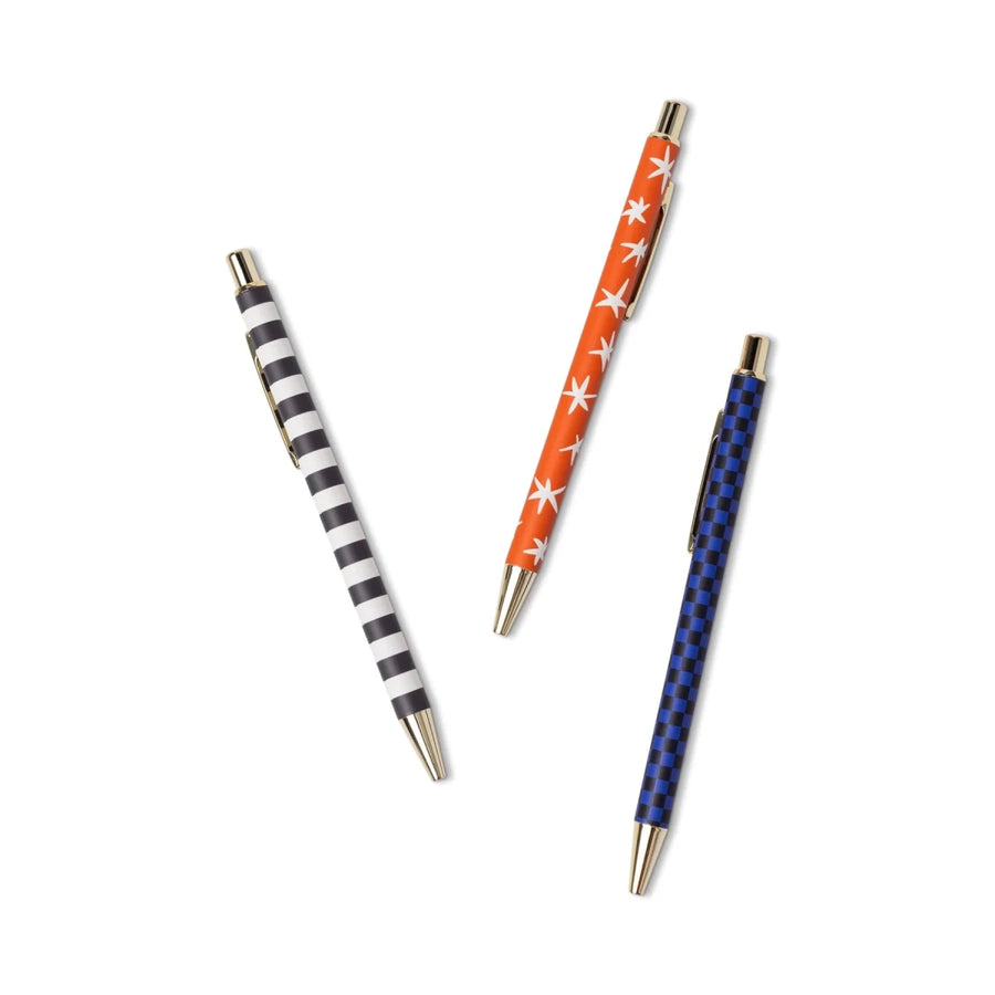 A Dopo Set of 3 Ballpoint Pens - Diamonds Stripes & Checks - Designworks Collective