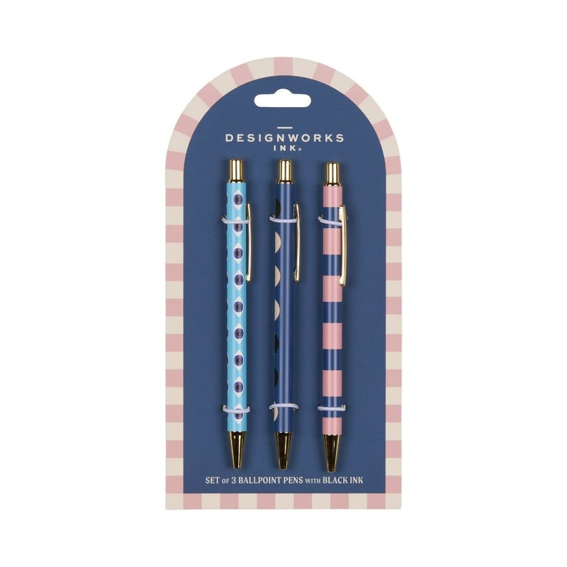 A Dopo Set of 3 Ballpoint Pens-Designworks Collective-Eye Moon & Stripes