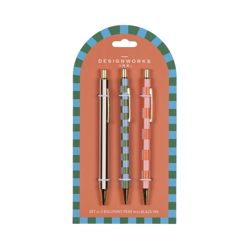 A Dopo Set of 3 Ballpoint Pens-Designworks Collective-Stripes & Checks