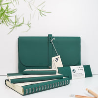 A4 Document and Tablet Wallet Recycled Leather - Emerald Green - Vent for Change