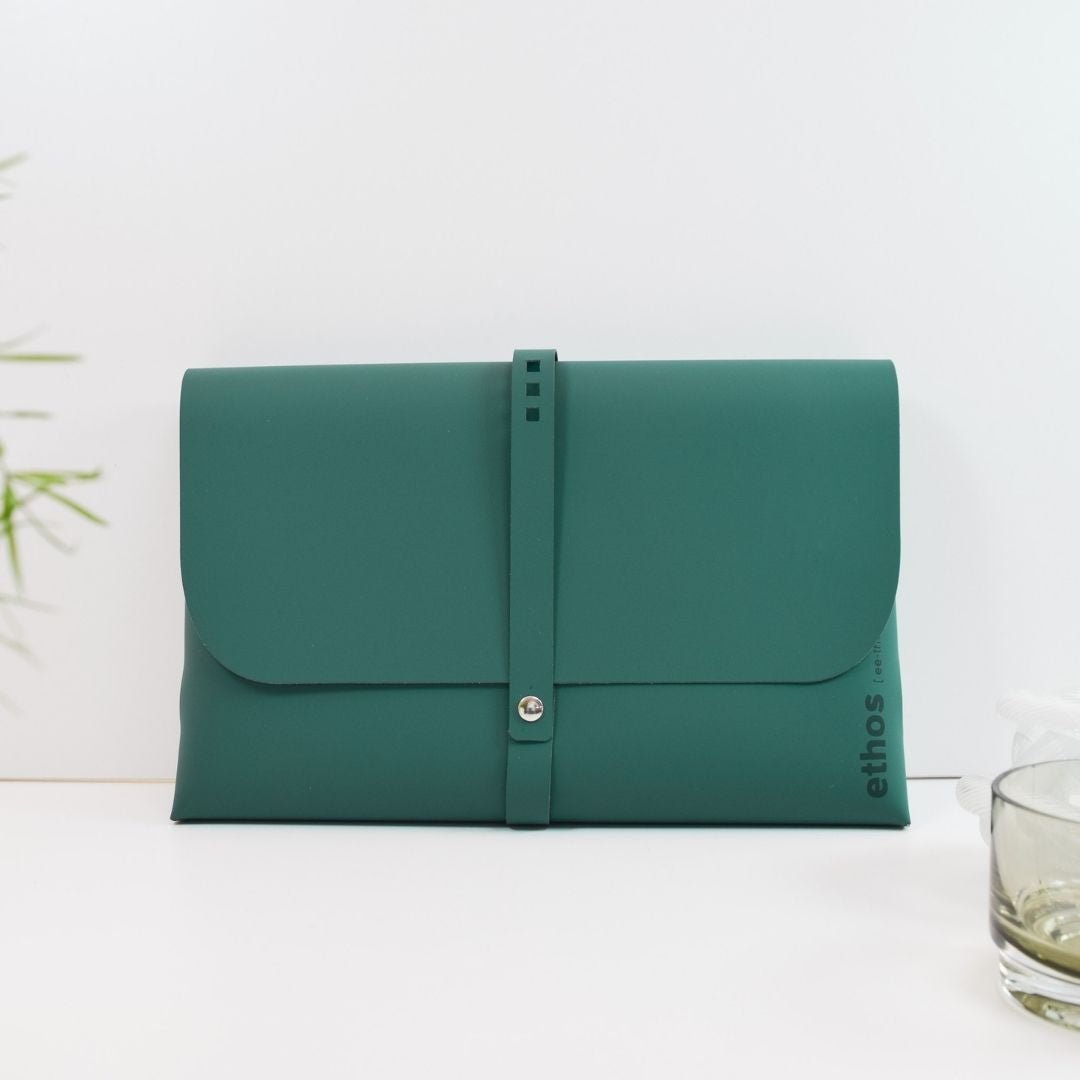 A4 Document and Tablet Wallet Recycled Leather - Emerald Green - Vent for Change