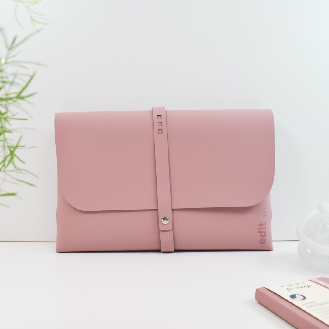 A4 Document and Tablet Wallet Recycled Leather - Powder Pink - Vent for Change