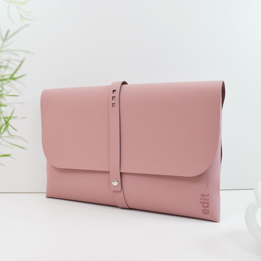 Powder Pink Wallets A4 Document and Tablet Wallet Luxury Recycled Leather - Powder Pink