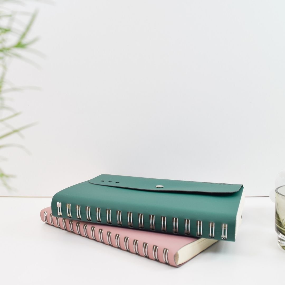 A5 Wire - Bound Folio Recycled Leather - Emerald Green - Vent for Change