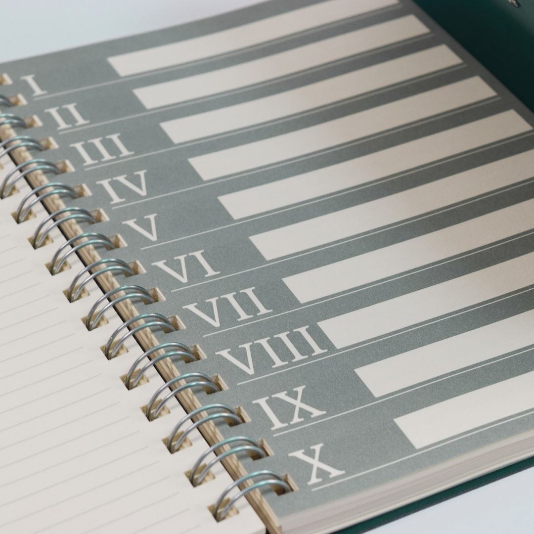 A5 Wire - Bound Folio Recycled Leather - Emerald Green - Vent for Change