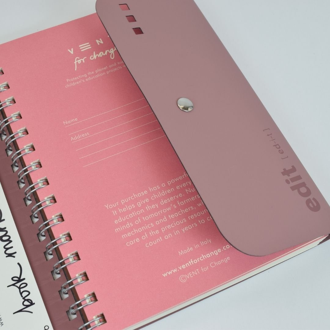 A5 Wire - Bound Folio Recycled Leather - Powder Pink - Vent for Change