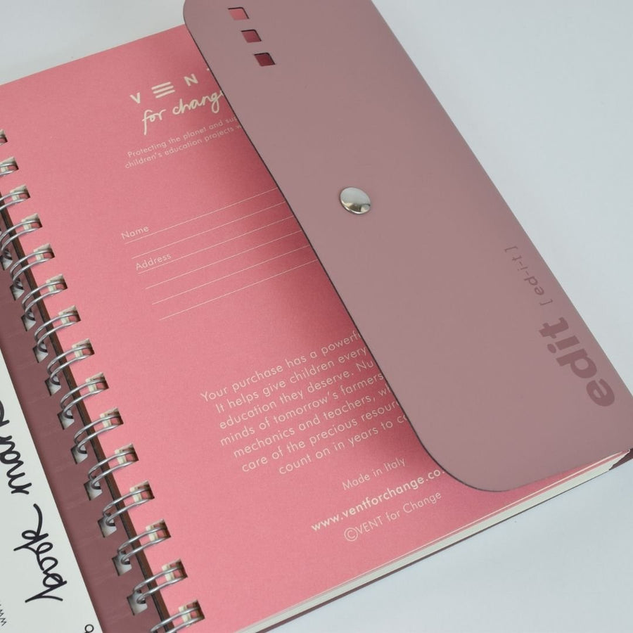 A5 Wire - Bound Folio Recycled Leather - Powder Pink - Vent for Change