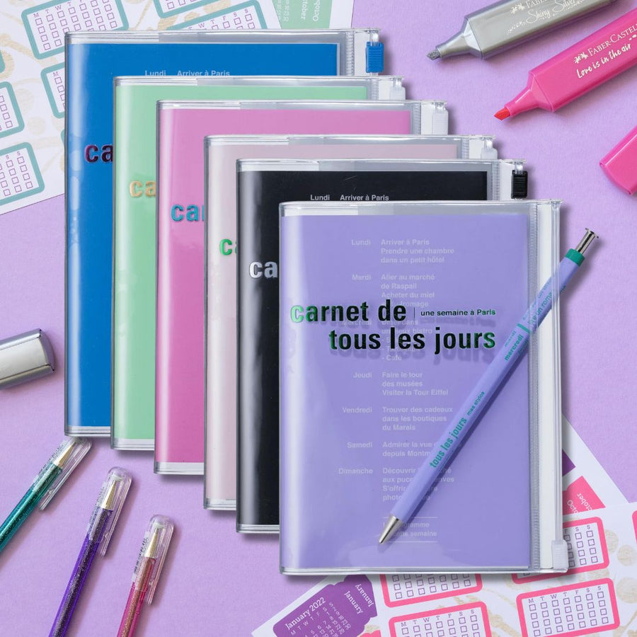 A6 Days Notebook - Tous Les Jours-Notebooks-Mark's Inc.-Black
