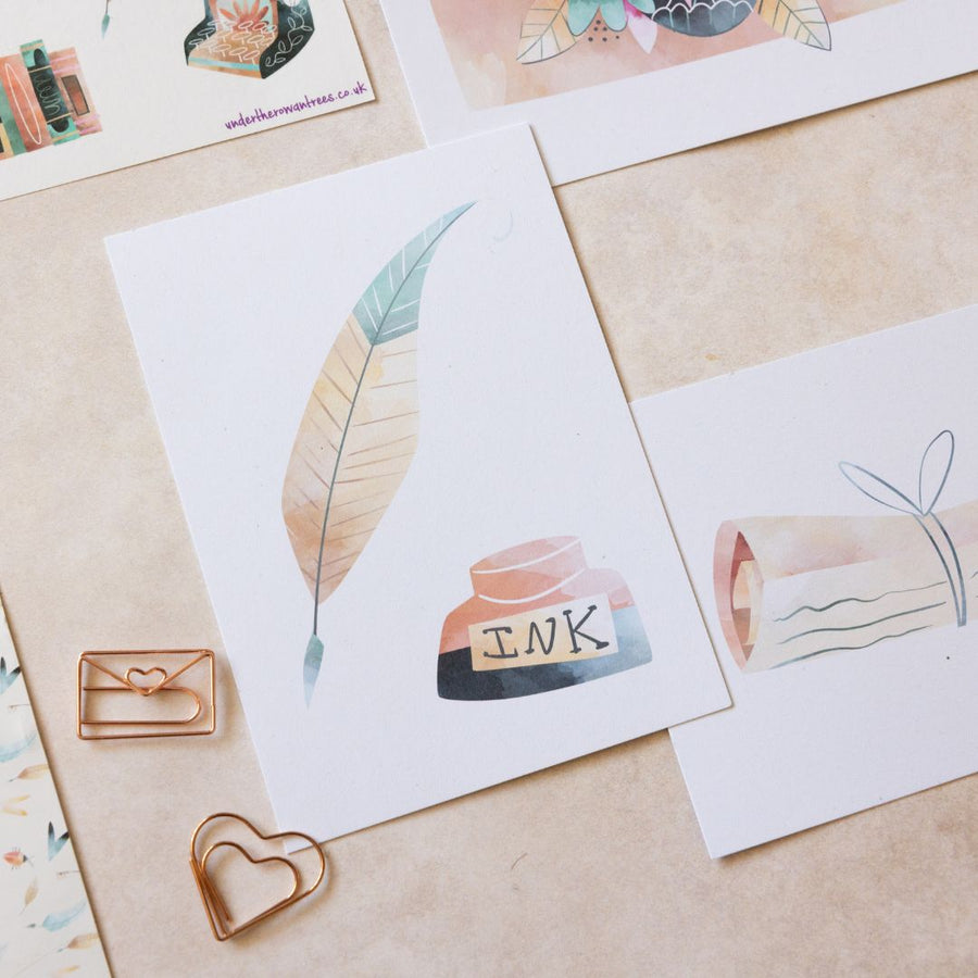 A6 Postcards Watercolour Writer - Set of 6 - Under the Rowan Trees