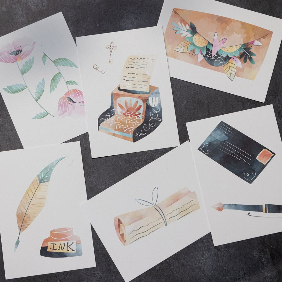 A6 Postcards Watercolour Writer - Set of 6 - Under the Rowan Trees