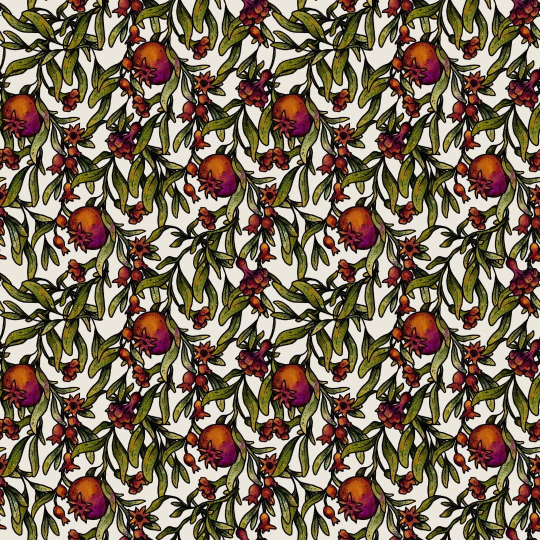 Pomegranate After Dark Rowan Berry Box Pattern Background