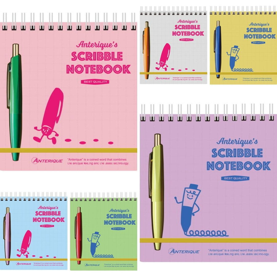 Anterique Square Scribble Notebook with Pen - Blue - Anterique