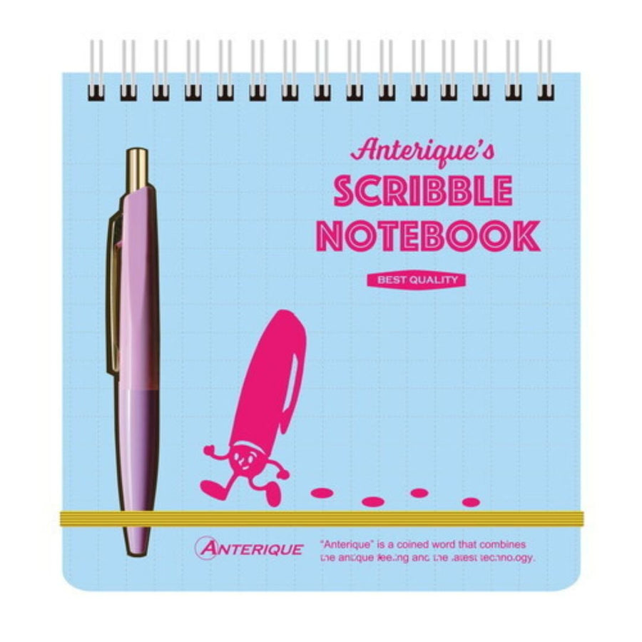Anterique Square Scribble Notebook with Pen - Blue - Anterique