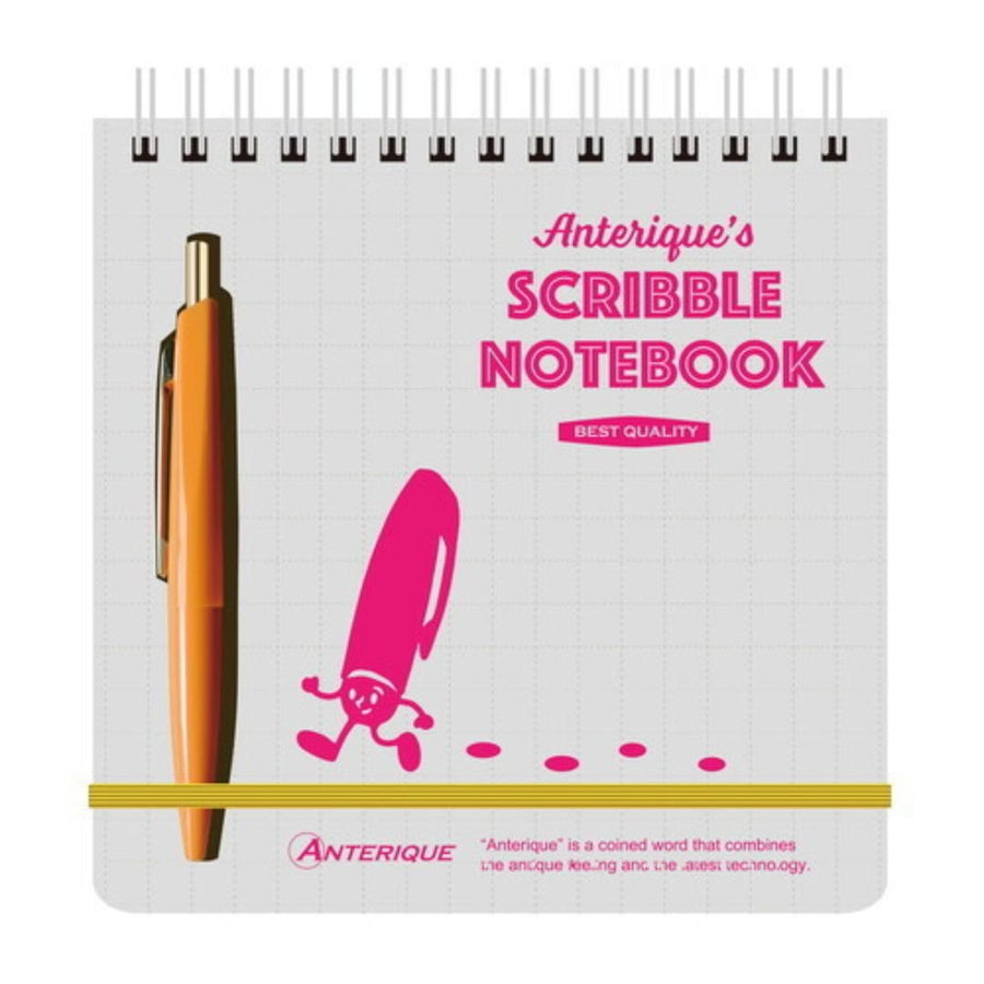 Anterique Square Scribble Notebook with Pen - Grey - Anterique