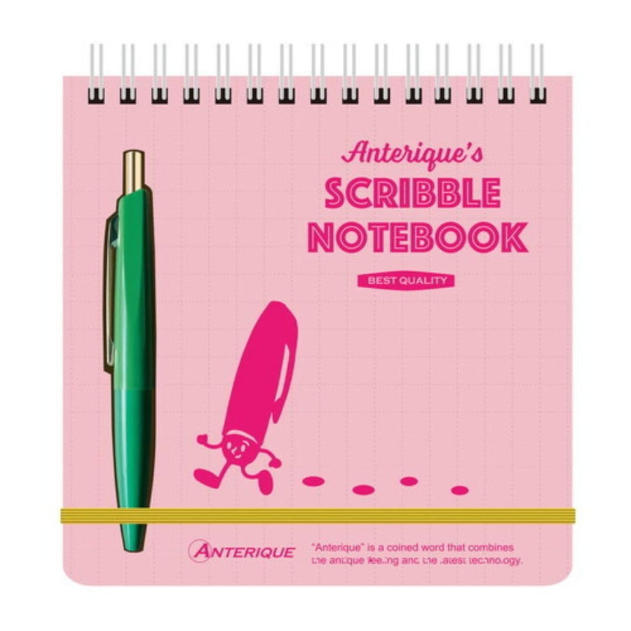 Anterique Square Scribble Notebook with Pen - Pink - Anterique