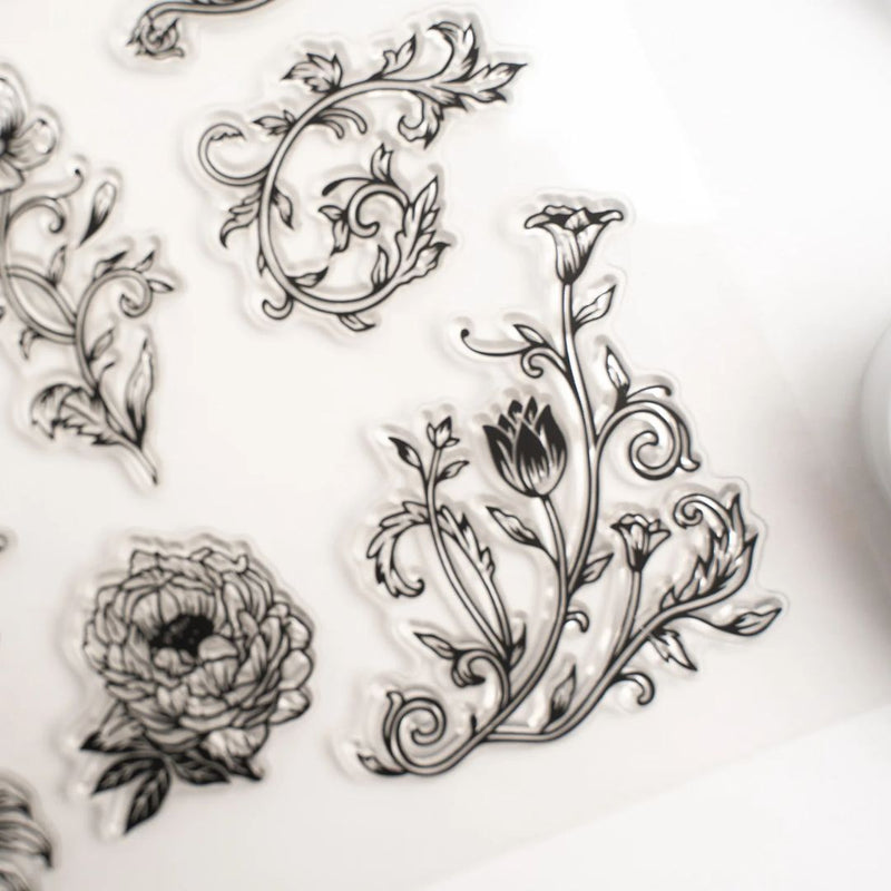 Antique Floral Stamp Set Archer & Olive-Rubber Stamp-Archer & Olive-