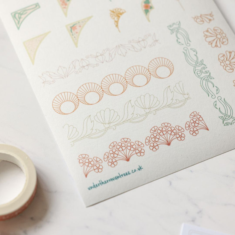 Art Nouveau Sticker Sheets-Stickers-Under the Rowan Trees-Borders