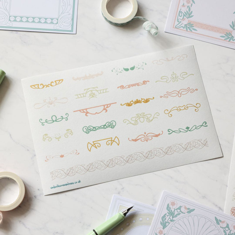 Art Nouveau Sticker Sheets-Stickers-Under the Rowan Trees-Borders