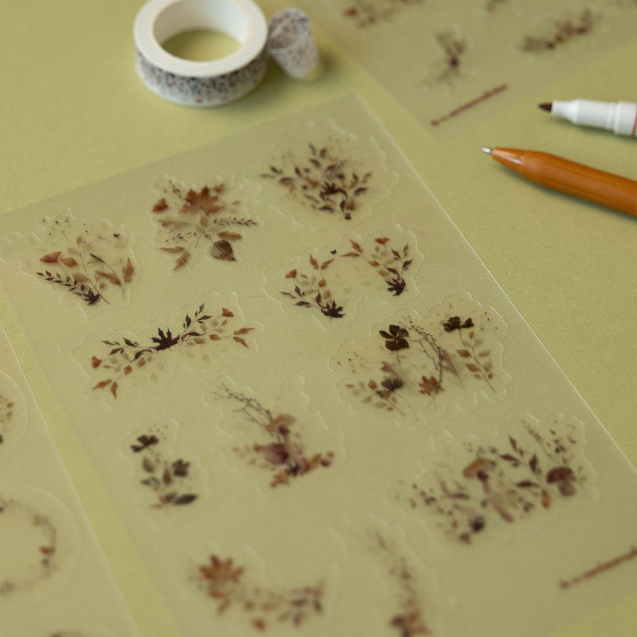 Autumn Leaves Clear PET Sticker Sheets - Sprigs - Under the Rowan Trees