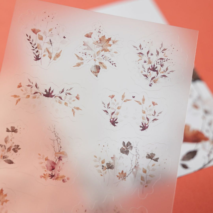 Autumn Leaves Clear PET Sticker Sheets - Sprigs - Under the Rowan Trees