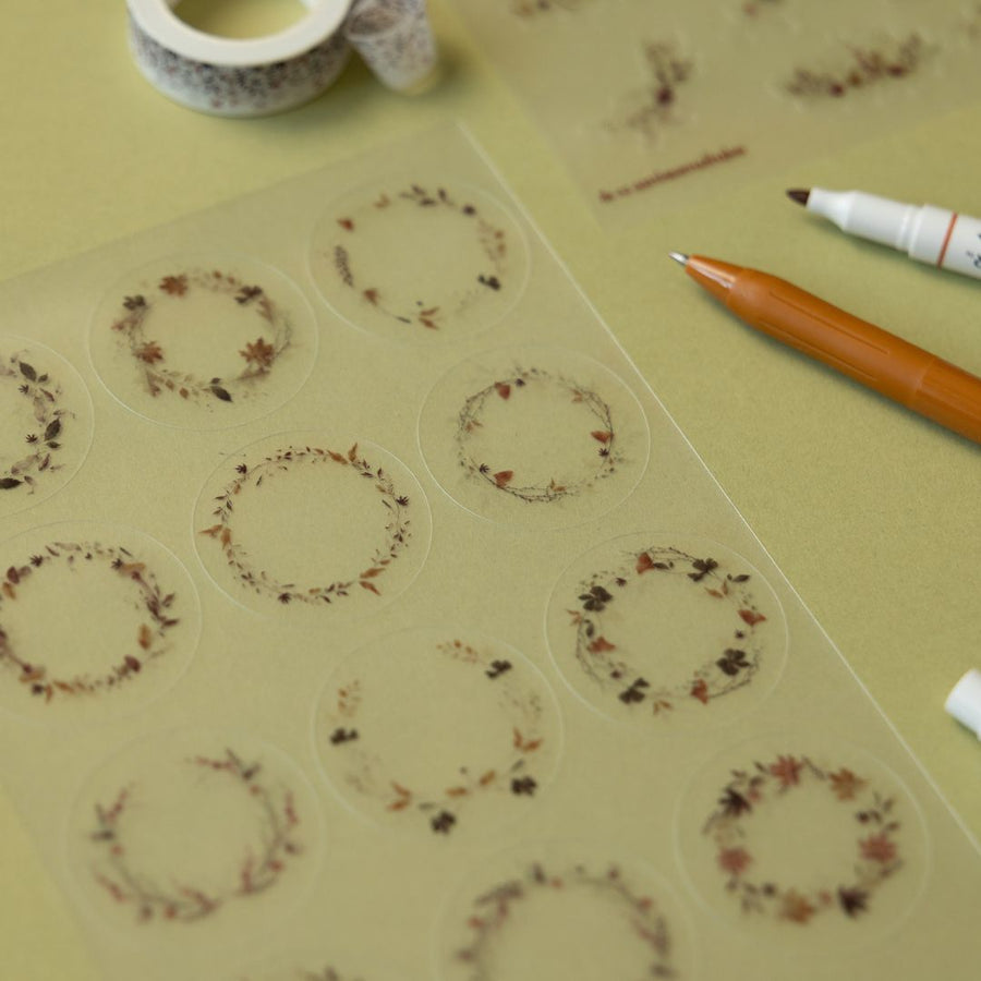 Autumn Leaves Clear PET Sticker Sheets - Wreaths - Under the Rowan Trees