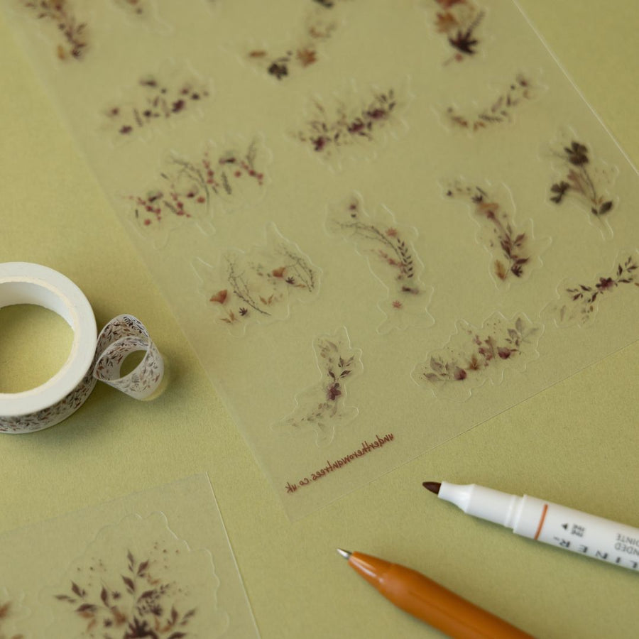 Autumn Leaves Clear PET Sticker Sheets - Wreaths - Under the Rowan Trees