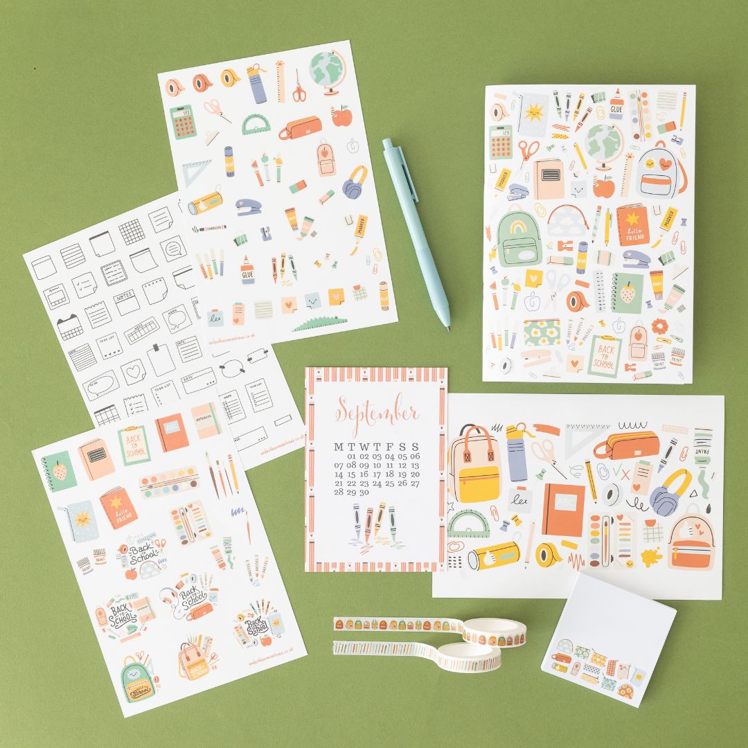 Back to School Washi Tapes - Backpacks - Under the Rowan Trees