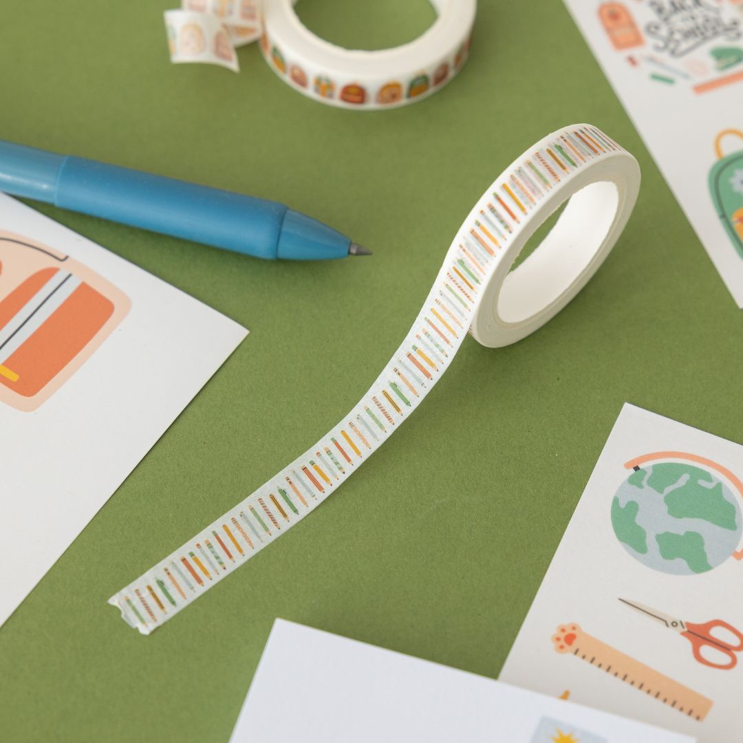 Back to School Washi Tapes - Pencils - Under the Rowan Trees