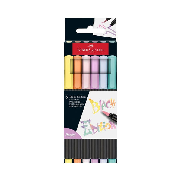Black Edition Pastel Brush Pens x 6 Faber-Castell-Pens-Faber-Castell-