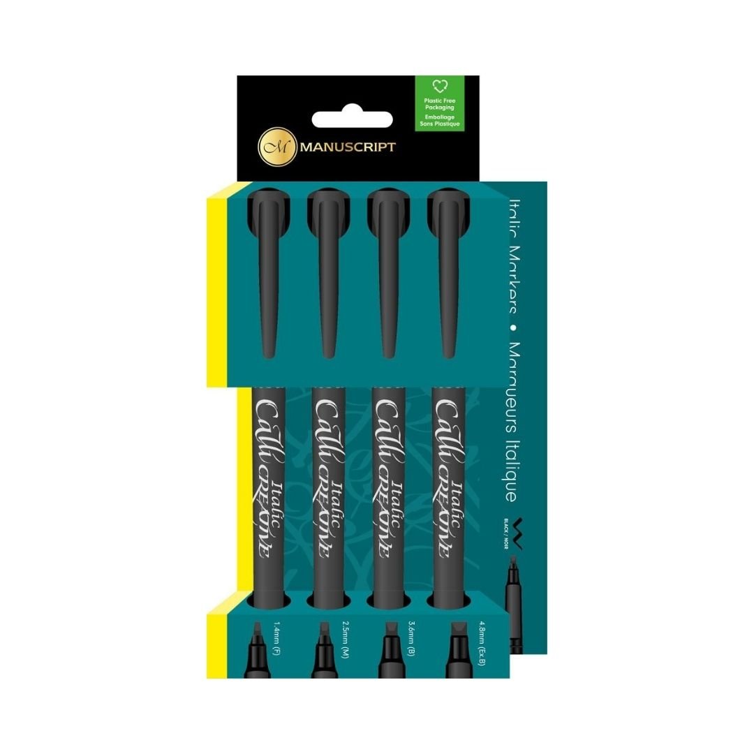Black Italic Markers Set of 4 - Callicreative - Manuscript