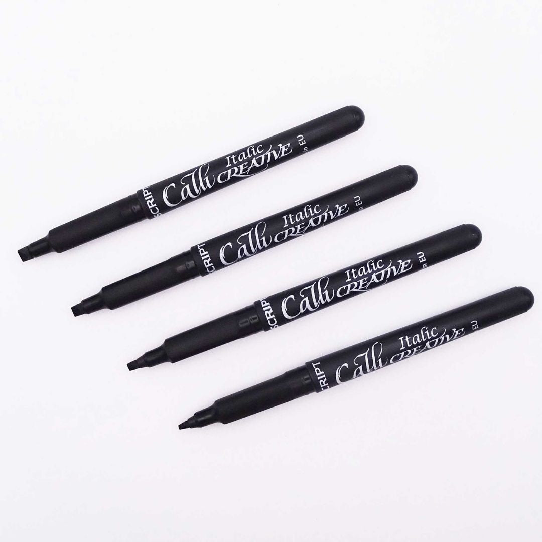 Black Italic Markers Set of 4 - Callicreative - Manuscript