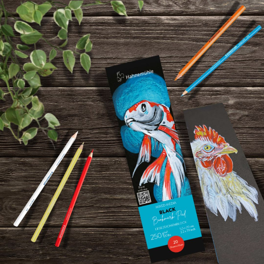Black Watercolour Paper Bookmark Pad - Hahnemüehle